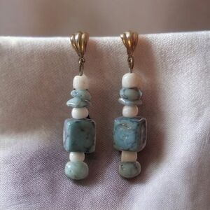 Dangle Drop Stone Stud Earrings